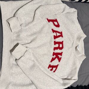 PARKE Gray Sweatshirt with Red Lettering